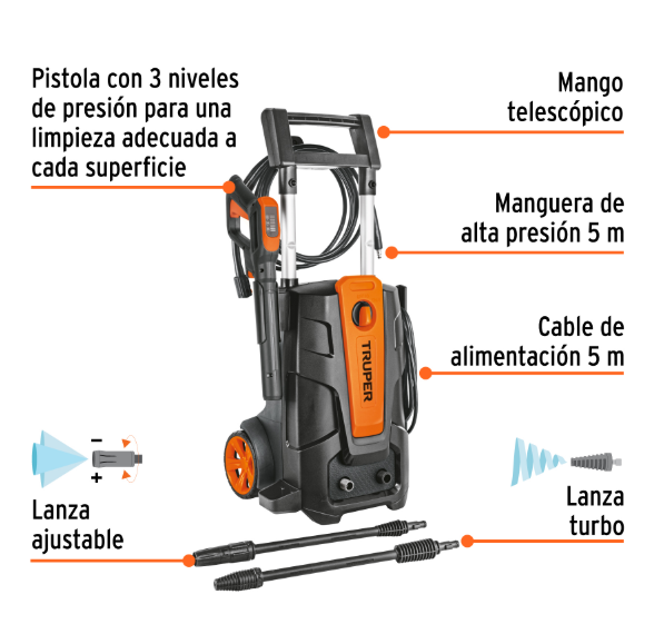 Hidrolavadora eléctrica 2000 PSI, Truper